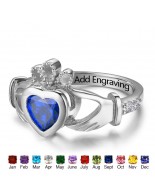 Birthstone Ring, Sterling Silver Personalized Engravable Ring JEWJORI102799
